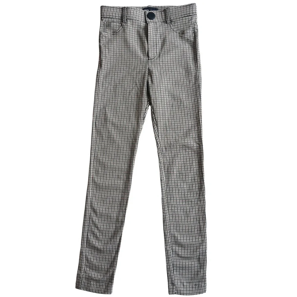 Zara Women’s High Waist Plaid Black, White & Brown Leggings/Pants- Size Small - Picture 7 of 13